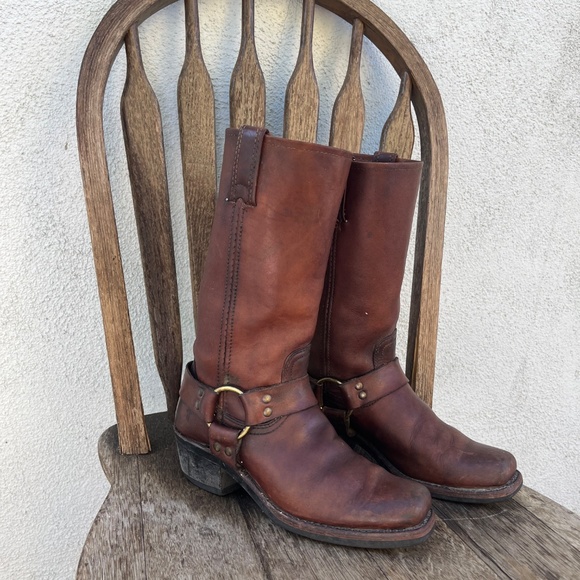 Frye 12r harness boots 6.5 6 1/2 made in usa 150 year brown boho bikercore viral - Picture 12 of 14